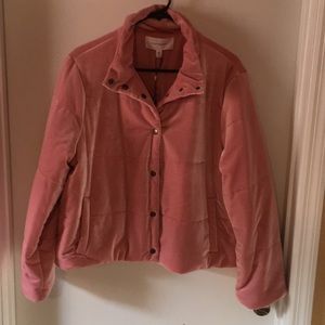 Suede jacket with front button closure